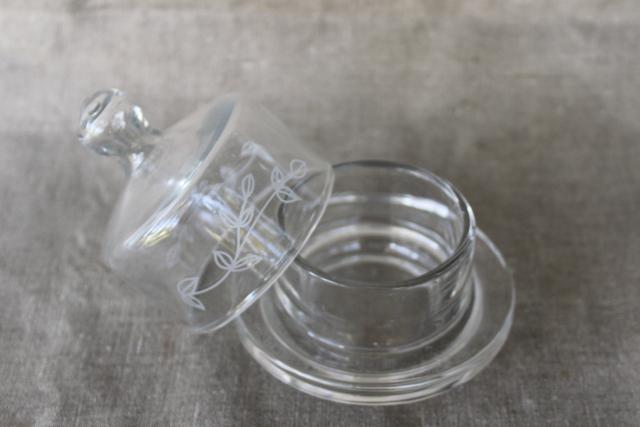 photo of vintage butter keeper cloche & dish, individual size glass dome cover & plate #1