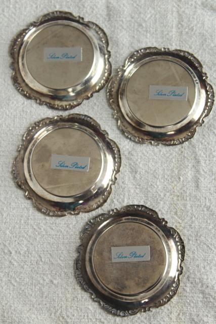 photo of vintage butter pat plates, Saigon engraved silverplate gold electroplate #6