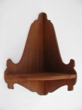 catalog photo of vintage butternut wood corner shelf