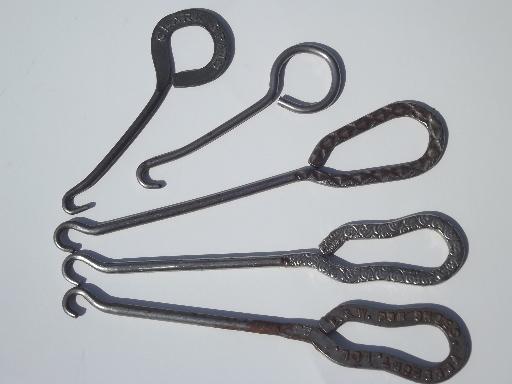 photo of vintage button hooks for antique high top shoes and boots, old advertising #1