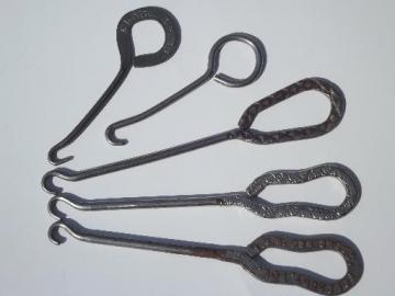 catalog photo of vintage button hooks for antique high top shoes and boots, old advertising