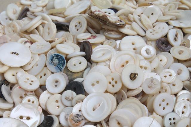 photo of vintage buttons lot, mother of pearl shell button collection, large buttons & small shirt buttons #8