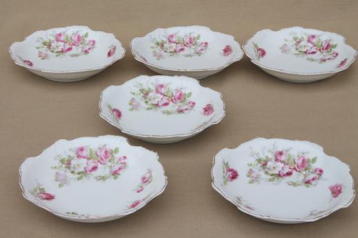 photo of vintage cabbage roses floral china dessert dishes, set of 6 fruit or ice cream bowls #1