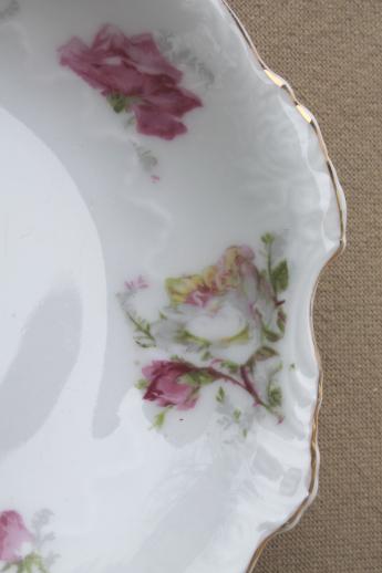 photo of vintage cabbage roses floral china dessert dishes, set of 6 fruit or ice cream bowls #6