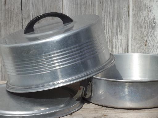 photo of vintage cake & pie keeper carrier, retro Regal aluminum cake taker #3