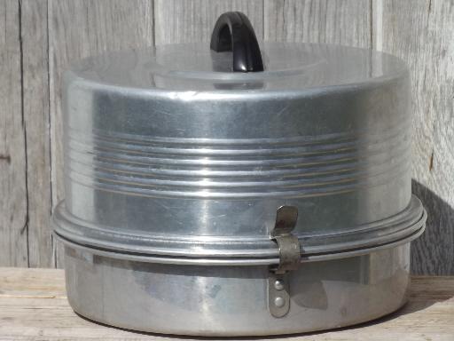 photo of vintage cake & pie keeper carrier, retro Regal aluminum cake taker #4