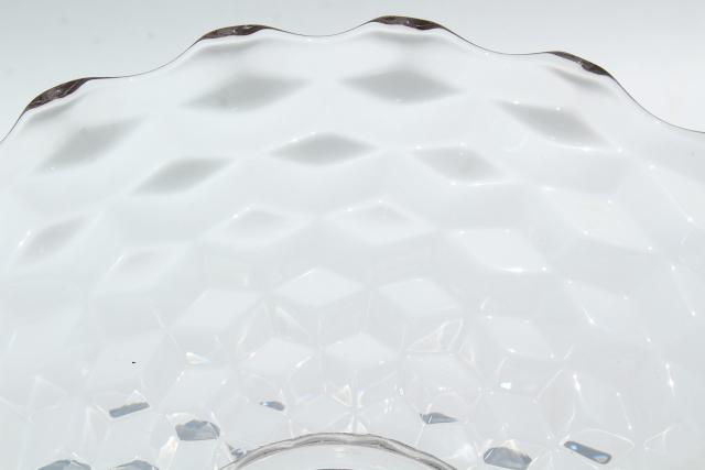 photo of vintage cake plate, small torte plate in cube pattern glass, Fostoria American #5