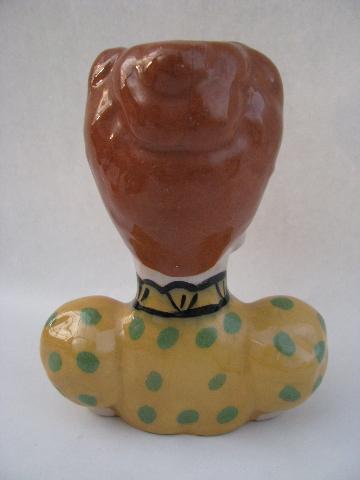 photo of vintage california art pottery head vase, handpainted busty lady #3