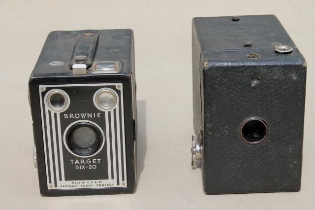 photo of vintage camera lot, B & J press camera, Kodak box cameras photo prop  #16