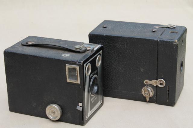 photo of vintage camera lot, B & J press camera, Kodak box cameras photo prop  #17