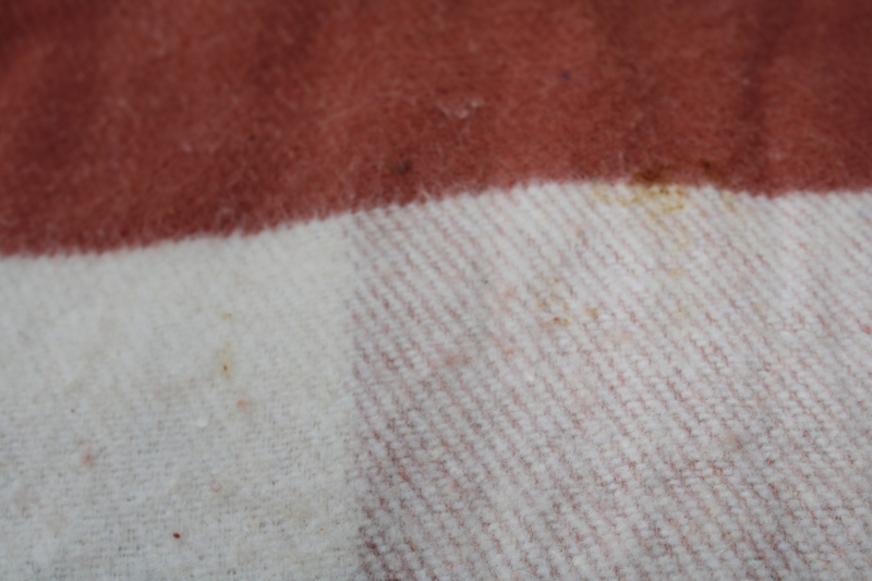 photo of vintage camp blanket fabric, factory remnant material w/ tags, rust cream plaid cotton wool fabric #5