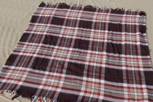 photo of vintage camp blanket lot, plaid throw blankets for camping or stadium blankets #4