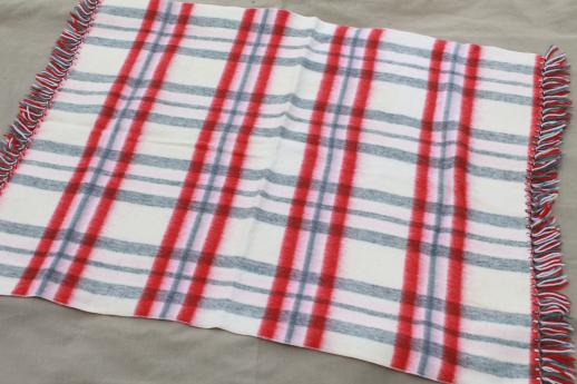 photo of vintage camp blanket lot, stack of plaid blankets for camping, stadium blankets #2