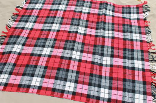 photo of vintage camp blanket lot, stack of plaid blankets for camping, stadium blankets #6