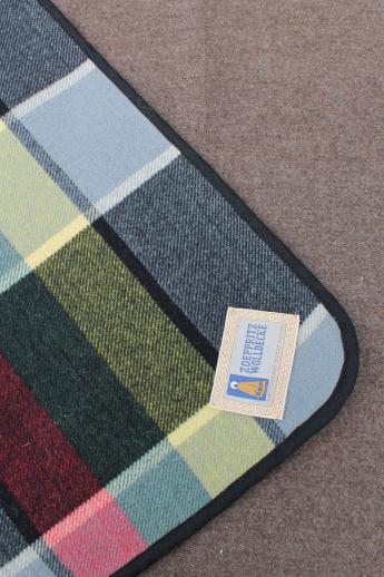 photo of vintage camp blankets - striped wool blanket & Zoeppritz loden style plaid #2