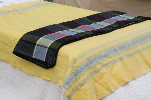photo of vintage camp blankets - striped wool blanket & Zoeppritz loden style plaid #3