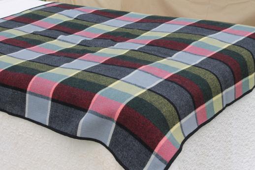 photo of vintage camp blankets - striped wool blanket & Zoeppritz loden style plaid #7