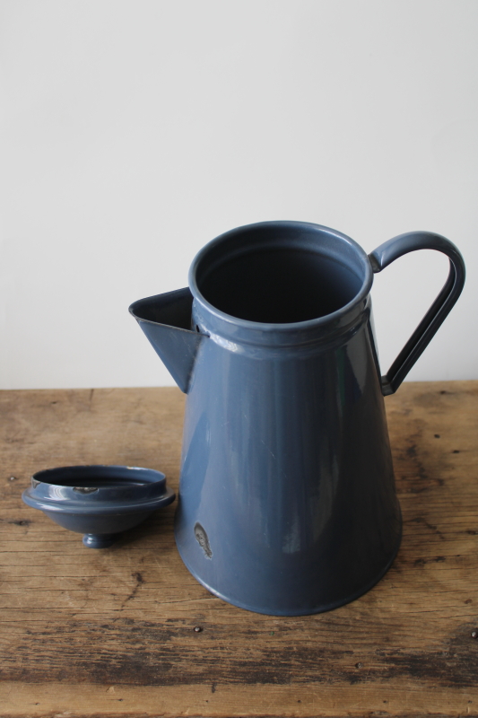 photo of vintage camp coffee pot, storm grey enamel ware steel coffeepot for stovetop #3