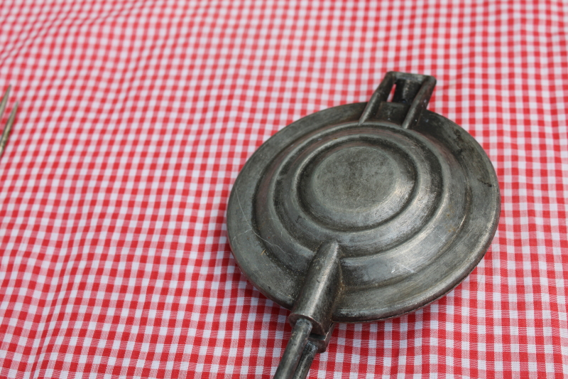 photo of vintage campfire cooking utensils lot, red wood handled forks for toasting marshmallows, hot dog cookers etc  #3