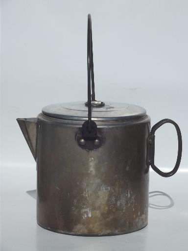 photo of vintage campfire cookware & coffee pot set, packable camping mess kit for a crowd #4