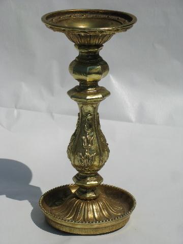 photo of vintage candlesticks, gothic / renaissance cast metal w/ antique gold #2