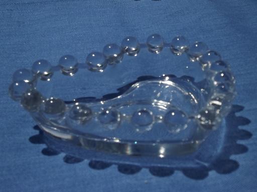 photo of vintage candlewick glass heart shaped dishes, a pair of hearts #3