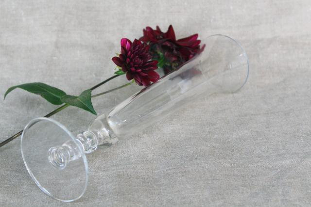 photo of vintage candlewick pattern glass beaded ball stem bud vase, tall flute shape #3