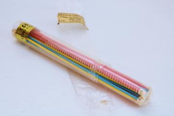 vintage candy colored plastic knitting needles needle case set new in package Coats-Clark