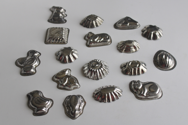 photo of vintage candy molds, mini tin molds animals & fancy shapes for molding sugar or chocolate  #1