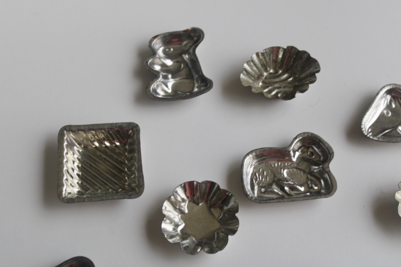 photo of vintage candy molds, mini tin molds animals & fancy shapes for molding sugar or chocolate  #5