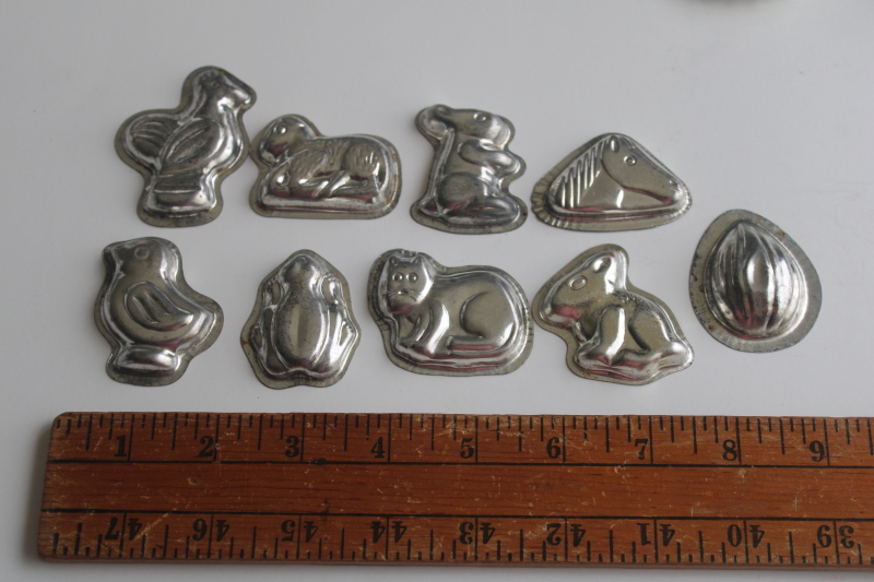 photo of vintage candy molds, mini tin molds animals & fancy shapes for molding sugar or chocolate  #6