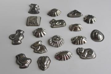 vintage candy molds, mini tin molds animals & fancy shapes for molding sugar or chocolate 