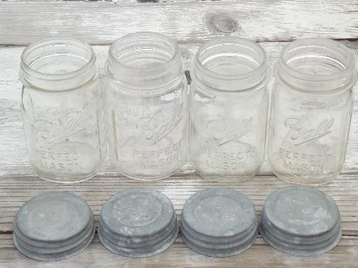photo of vintage canning jars w/ zinc lids, old Ball Perfect Mason jars for canisters #7