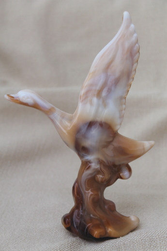 photo of vintage carmel slag glass goose or flying mallard figurine, Imperial mark #1