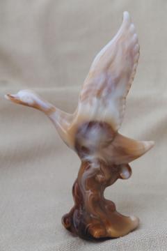 catalog photo of vintage carmel slag glass goose or flying mallard figurine, Imperial mark