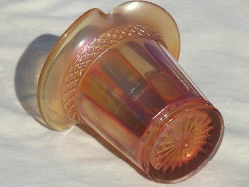 photo of vintage carnival glass vase, depression glass top hat w/ marigold luster  #5