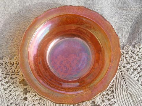 photo of vintage carnival luster glass fruit bowls set of 6, marigold orange #4