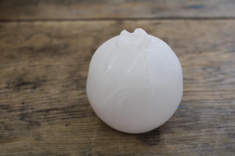 photo of vintage carved marble stone fruit, white alabaster pomagranate shape finial #1