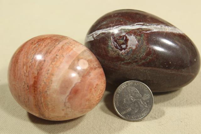 photo of vintage carved stone eggs, natural mineral specimens & semi-precious stones #3