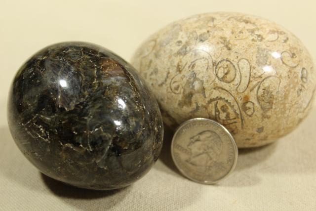 photo of vintage carved stone eggs, natural mineral specimens & semi-precious stones #6