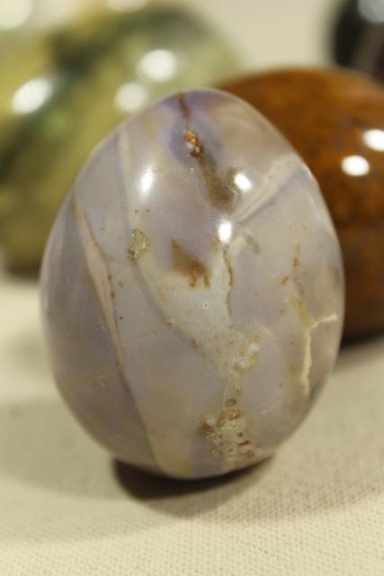 photo of vintage carved stone eggs, natural mineral specimens & semi-precious stones #11