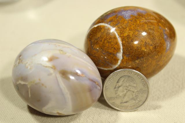 photo of vintage carved stone eggs, natural mineral specimens & semi-precious stones #13