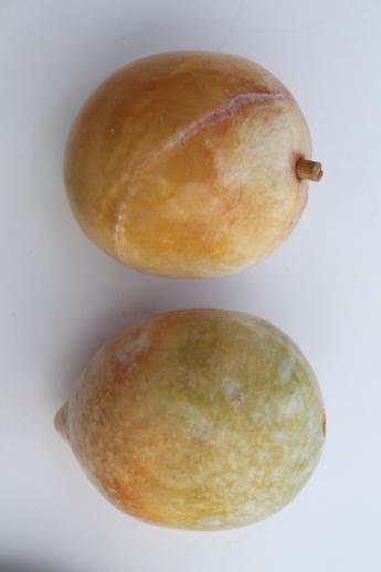 photo of vintage carved stone fruit collection, colored marble or Mexican onyx fruit #2