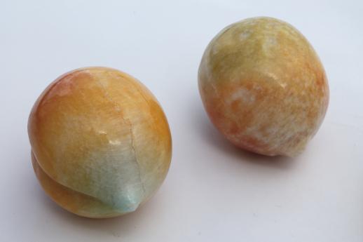 photo of vintage carved stone fruit collection, colored marble or Mexican onyx fruit #3