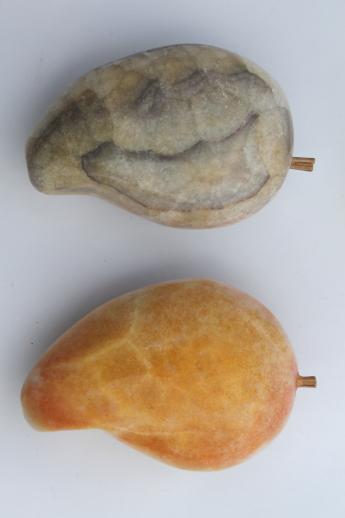 photo of vintage carved stone fruit collection, colored marble or Mexican onyx fruit #10