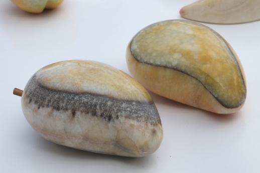 photo of vintage carved stone fruit collection, colored marble or Mexican onyx fruit #12
