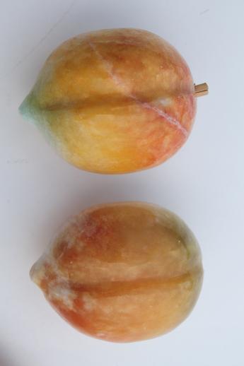 photo of vintage carved stone fruit collection, colored marble or Mexican onyx fruit #13