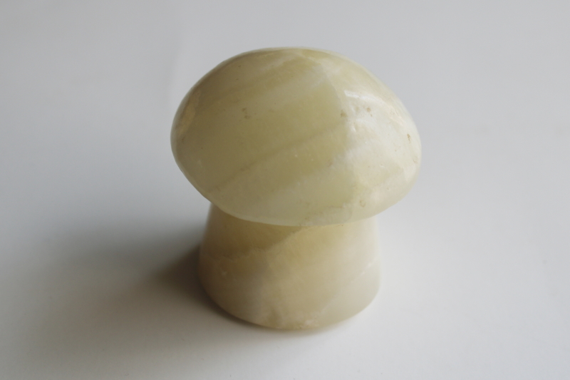 photo of vintage carved stone mushroom, Mexican onyx travertine marble carving  #1