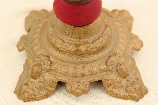 photo of vintage carved wood & ornate brass candelabra, gypsy bohemian retro candle holder #2