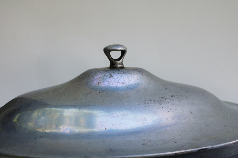photo of vintage cast aluminum oval dutch ovens or roasters, lot of two roasting pans w/ lids  #13